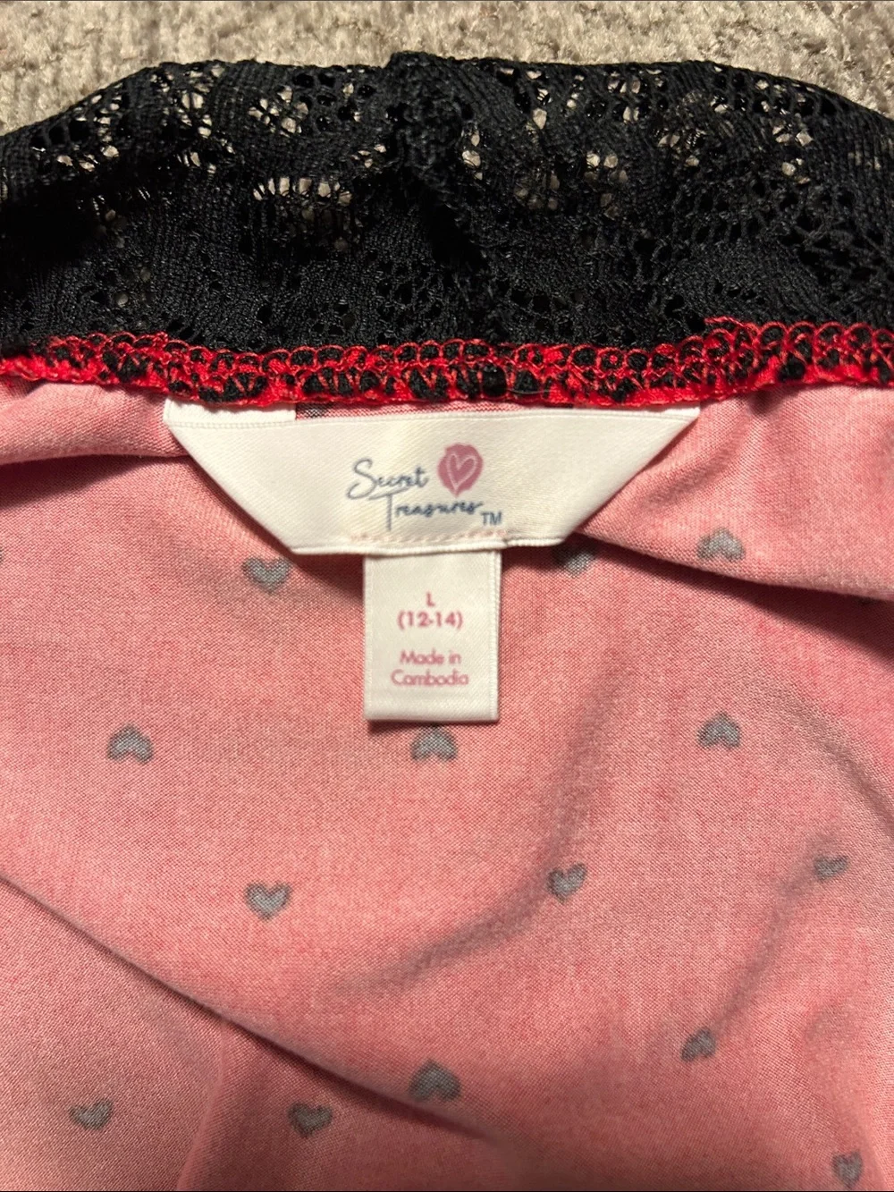 Secret Treasures Red Chemise with Black Lace Trim